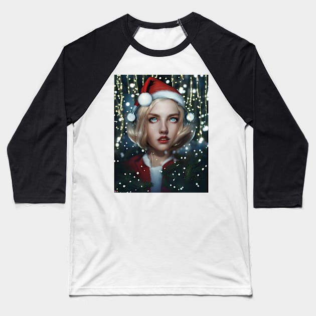 Portrait Of Female Santa 2 Baseball T-Shirt by AIPerfection